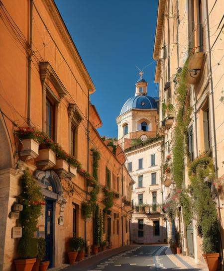 11563-2318204792-Style-Italy Style-Renaissance a street light in front of a city with a mountain in the background and a sign that says la candel.png